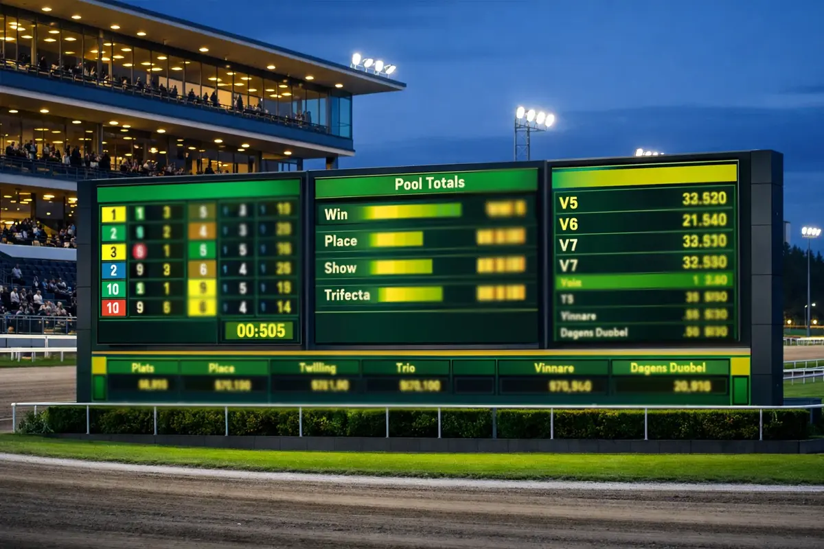 ATG-Logo auf einer Anzeigetafel bei einem Trabrennen