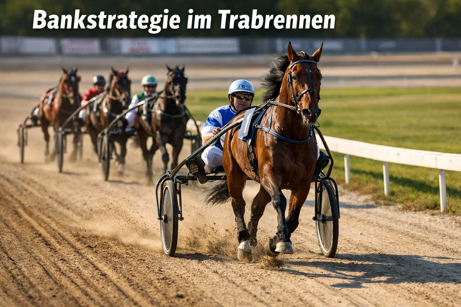 Einzelner Traber in Führungsposition auf der Innenbahn – Bankstrategie bei Verbundwetten