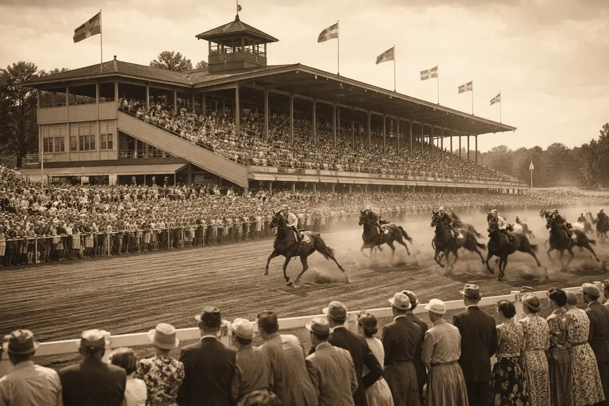 Historisches Foto einer schwedischen Trabrennbahn