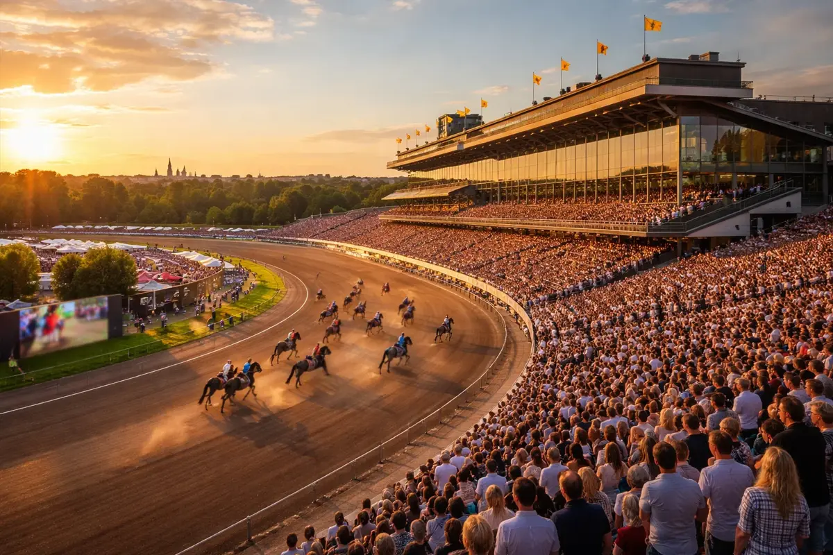 Panoramablick auf die Solvalla Trabrennbahn Stockholm
