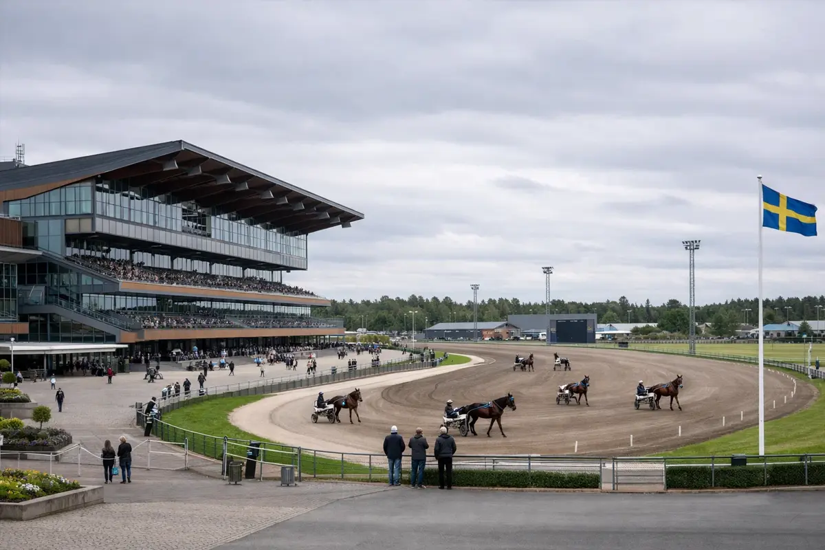 Schwedische Trabrennbahn mit Zuschauern
