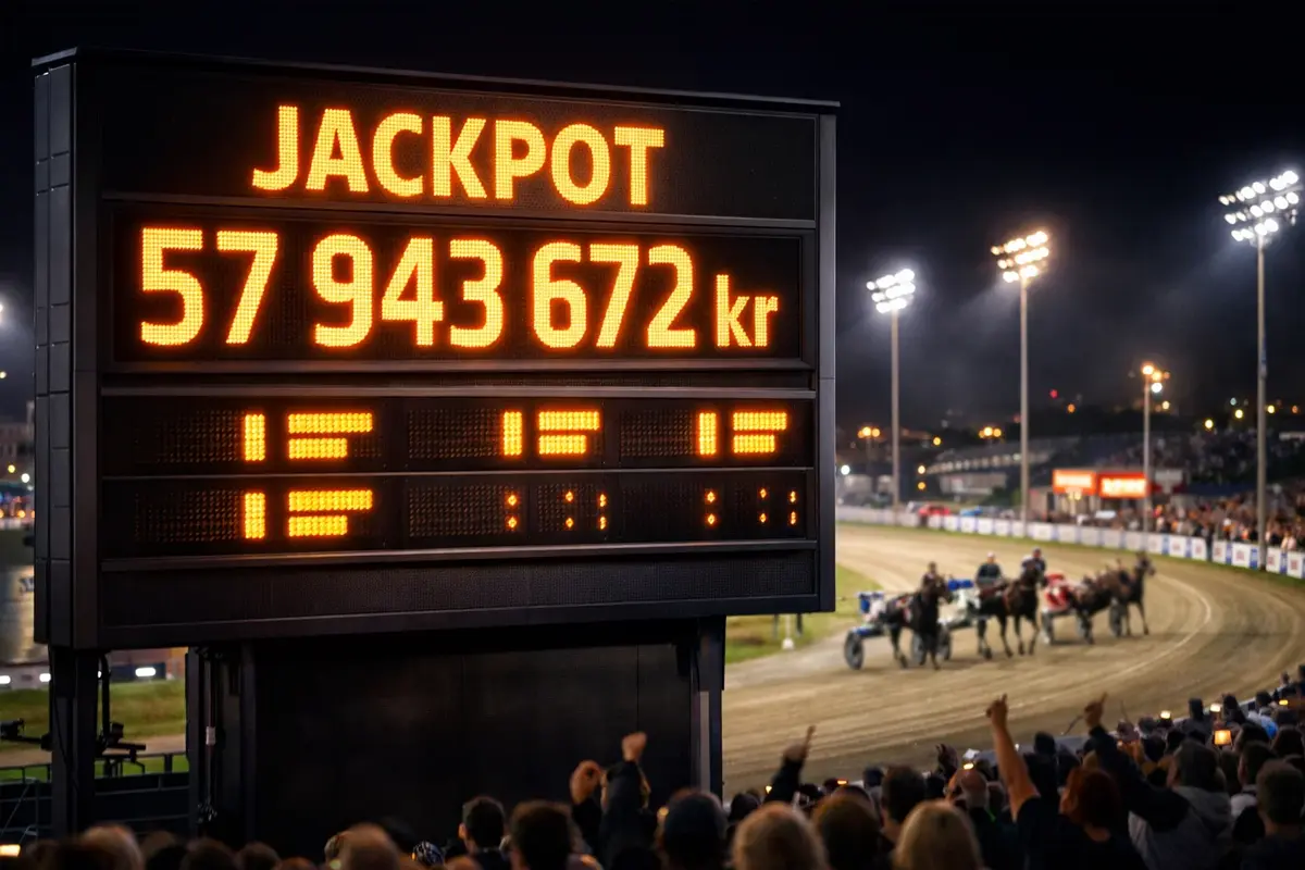 Anzeigetafel mit hohem Jackpot-Gewinn auf einer Trabrennbahn